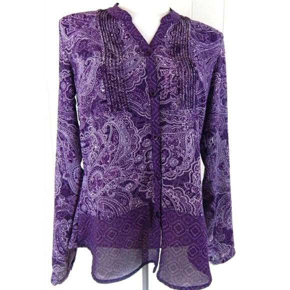 prAna Evelyn Button Down Paisley Blouse - Picture 1 of 4